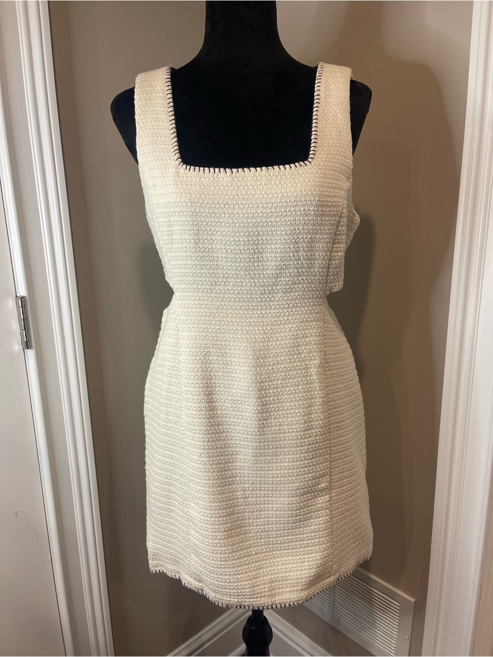 Cream Knit Square-Neck Mini Dress - Women